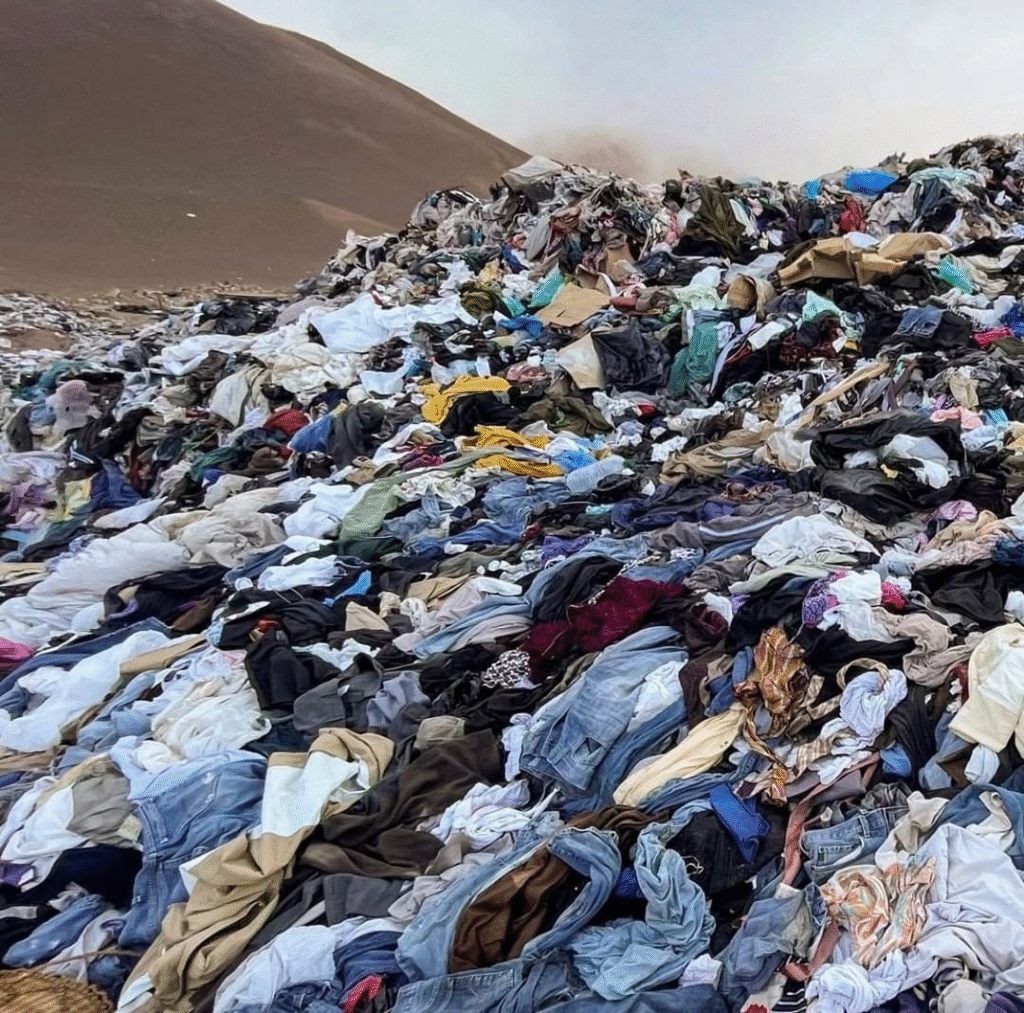 They show at least 39,000 tonnes of discarded clothes dumped in Chile's Atacama desert.